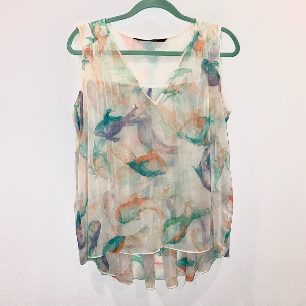 Zara Sheer Flowy Sleeveless Top - Size L